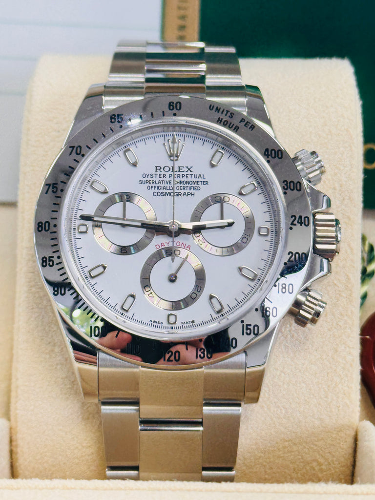 Rolex Daytona Cosmograph 116520 40mm Stainless Steel White Dial  Box and Papers Unworn Stickers