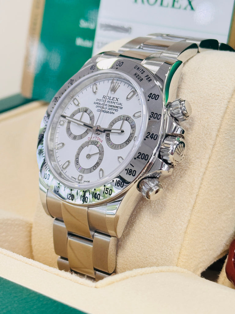 Rolex Daytona Cosmograph 116520 40mm Stainless Steel White Dial  Box and Papers Unworn Stickers