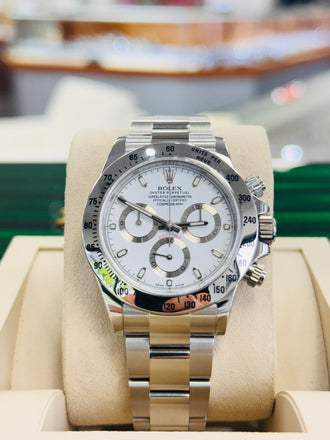 Rolex Daytona Cosmograph 116520 40mm Stainless Steel White Dial  Box and Papers Unworn Stickers