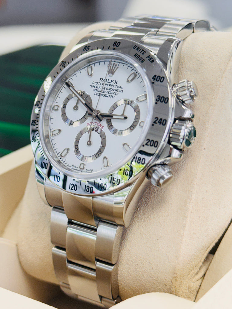 Rolex Daytona Cosmograph 116520 40mm Stainless Steel White Dial  Box and Papers Unworn Stickers
