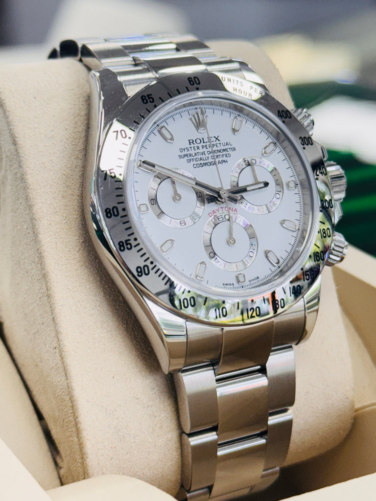 Rolex Daytona Cosmograph 116520 40mm Stainless Steel White Dial  Box and Papers Unworn Stickers