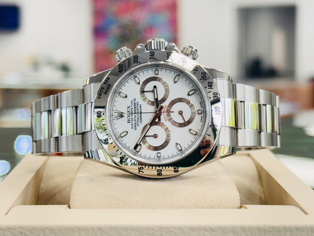 Rolex Daytona Cosmograph 116520 40mm Stainless Steel White Dial  Box and Papers Unworn Stickers