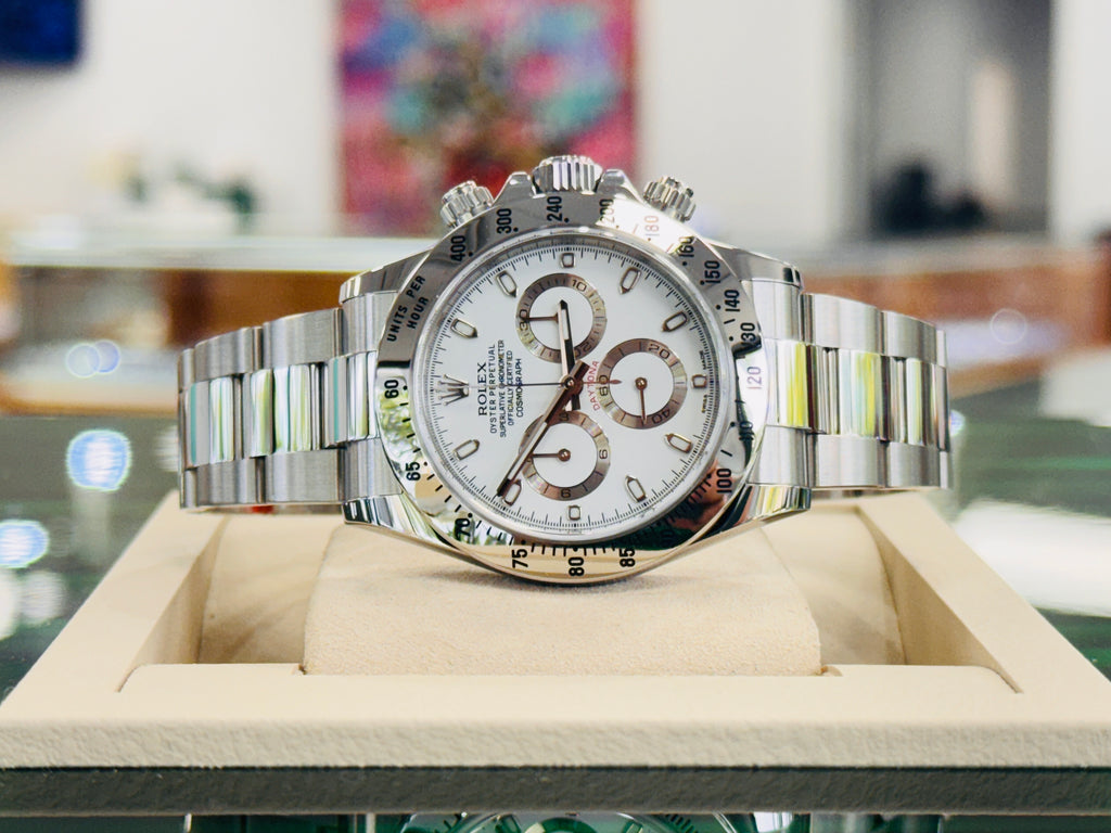 Rolex Daytona Cosmograph 116520 40mm Stainless Steel White Dial  Box and Papers Unworn Stickers