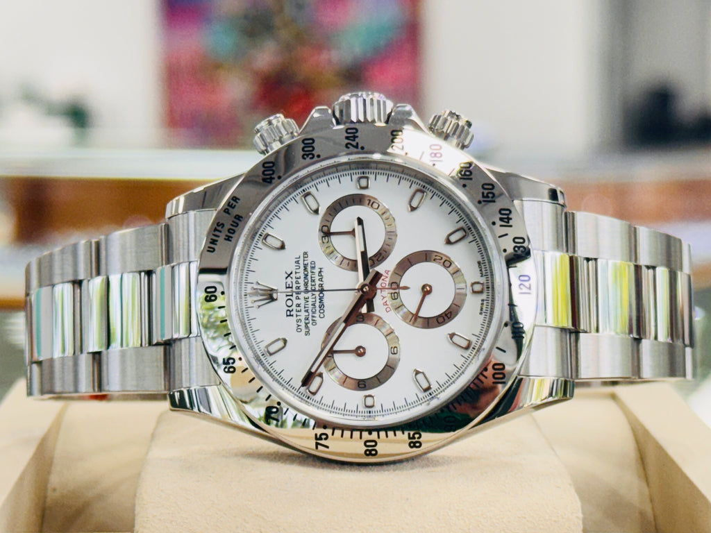 Rolex Daytona Cosmograph 116520 40mm Stainless Steel White Dial  Box and Papers Unworn Stickers