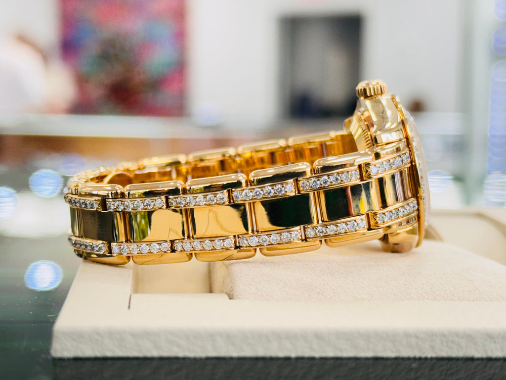 Rolex Masterpiece Pearlmaster 80298  RARE EDITION ALL FACTORY Diamonds  18K Yellow Gold MOPDiamond Dial PreOwned - Diamonds East Intl.