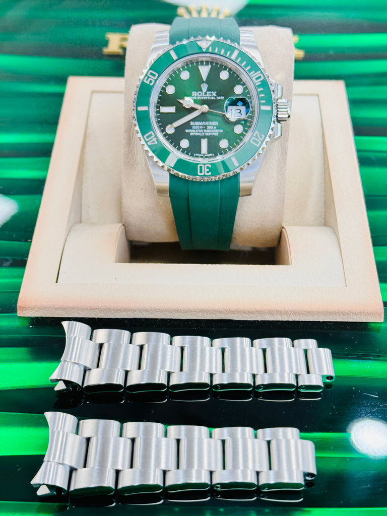 Rolex Submariner Hulk 116610LV Rubber B and Rolex Oyster Band Box And Papers