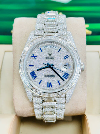 Rolex Day-Date 40 228206 Custom Diamond Set Platinum Custom Baguette Bezel PreOwned - Diamonds East Intl.