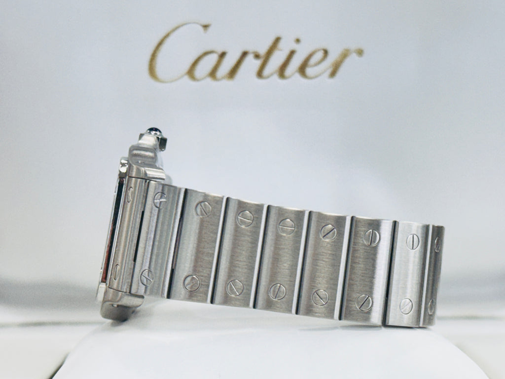 Cartier Santos Galbée 2319 W20055D6 Galbee Guilloche Silver Roman Dial  Box and Booklets MINT - Diamonds East Intl.