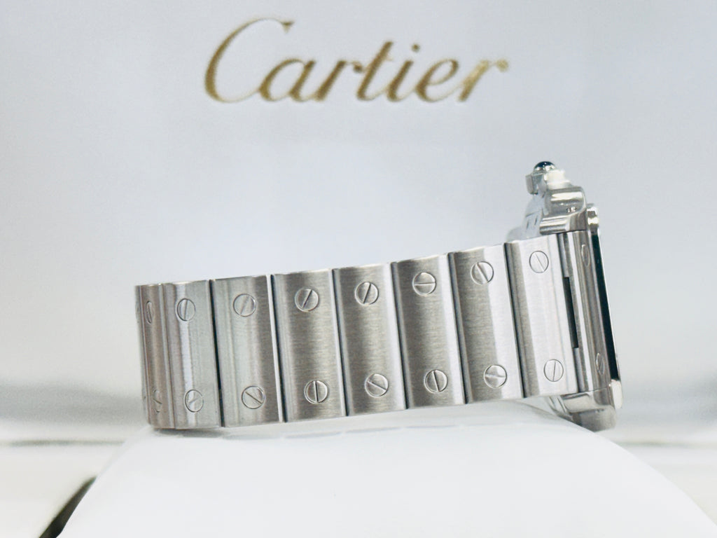 Cartier Santos Galbée 2319 W20055D6 Galbee Guilloche Silver Roman Dial  Box and Booklets MINT - Diamonds East Intl.