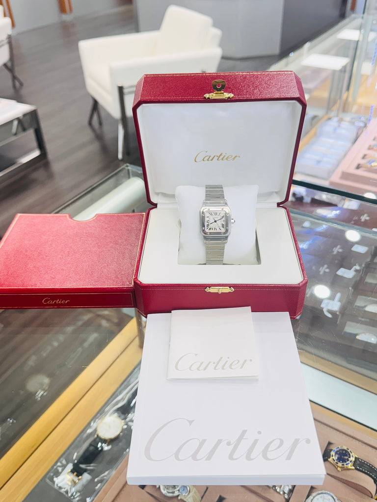 Cartier Santos Galbée 2319 W20055D6 Galbee Guilloche Silver Roman Dial  Box and Booklets MINT - Diamonds East Intl.