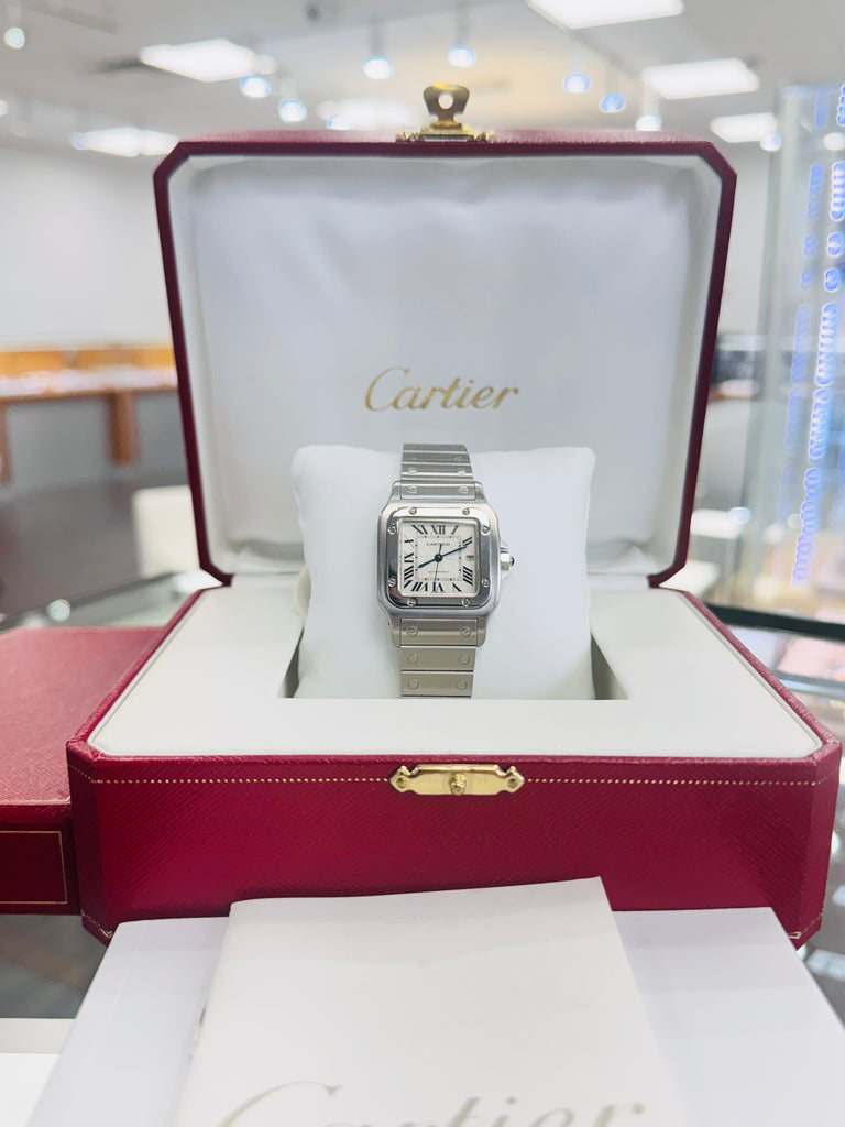 Cartier Santos Galbée 2319 W20055D6 Galbee Guilloche Silver Roman Dial  Box and Booklets MINT - Diamonds East Intl.