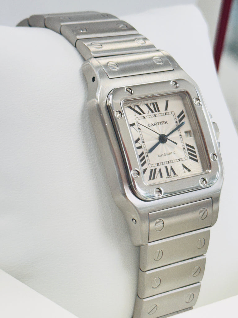 Cartier Santos Galbée 2319 W20055D6 Galbee Guilloche Silver Roman Dial  Box and Booklets MINT - Diamonds East Intl.