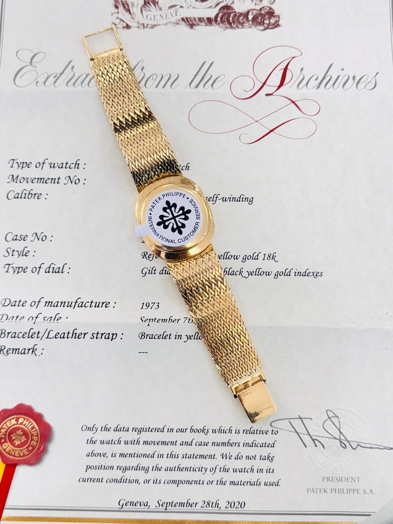 Patek Philippe Golden Ellipse "Jumbo" Reference 3605/1 PreOwned Box and Archives Papers - Diamonds East Intl.