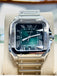 Cartier Santos WSSA0062 Green Dial Large Model  Box and Papers MINT - Diamonds East Intl.
