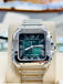 Cartier Santos WSSA0062 Green Dial Large Model  Box and Papers MINT - Diamonds East Intl.
