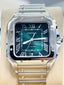Cartier Santos WSSA0062 Green Dial Large Model  Box and Papers MINT