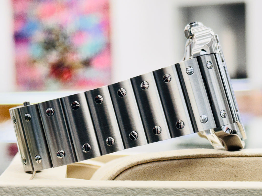 Cartier Santos WSSA0062 Green Dial Large Model  Box and Papers MINT - Diamonds East Intl.