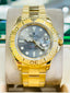 Rolex Yacht master 16628 40 Bezel Engraved Yellow Gold Grey Dial PreOwned