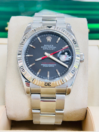 Rolex Datejust 116264 Turn-O-Graph Black Dial  Steel 18K Gold Bezel  PreOwned Box & Papers - Diamonds East Intl.