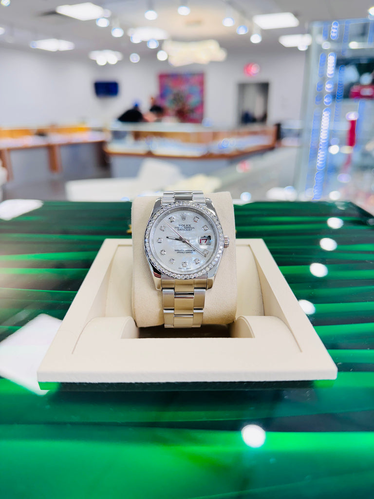 Rolex Datejust 36 116200 Custom Diamond Bezel  Custom Diamond MOP Dial  PreOwned - Diamonds East Intl.