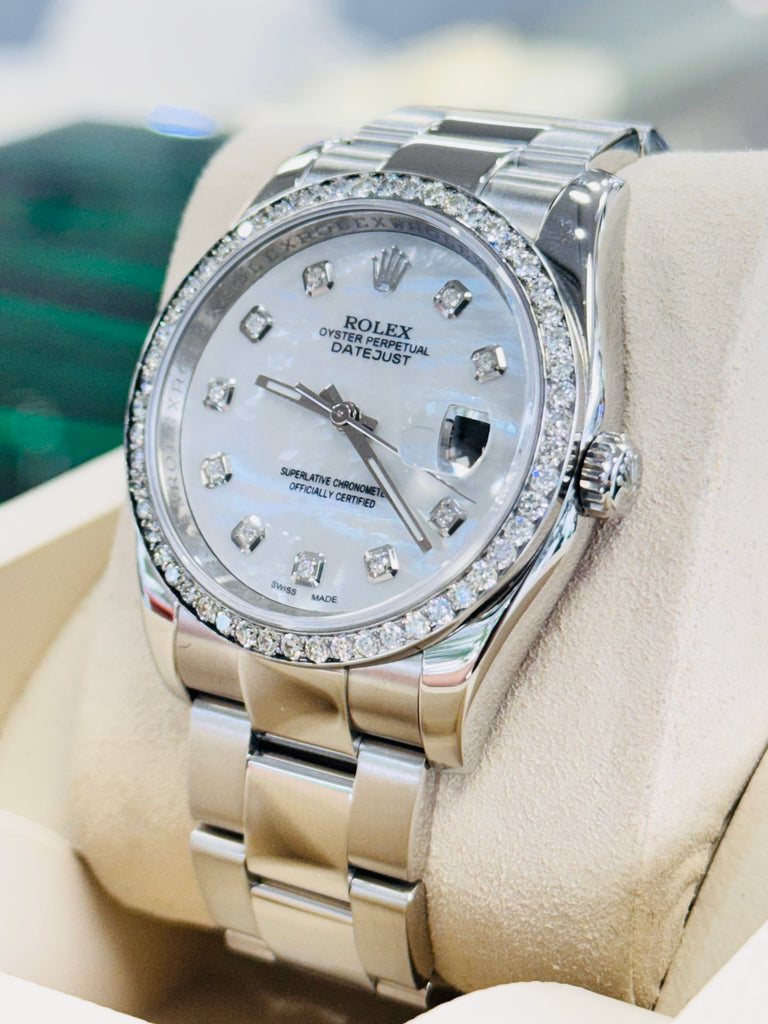 Rolex Datejust 36 116200 Custom Diamond Bezel  Custom Diamond MOP Dial  PreOwned - Diamonds East Intl.