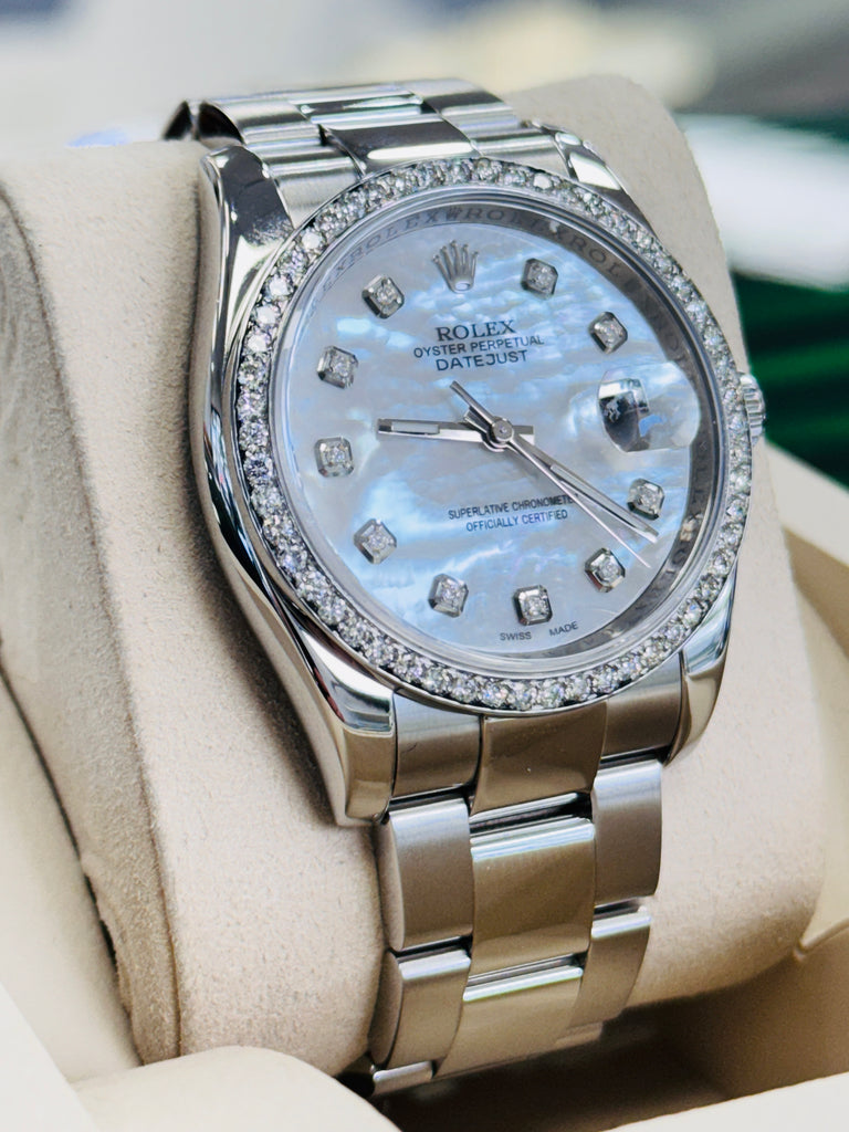 Rolex Datejust 36 116200 Custom Diamond Bezel  Custom Diamond MOP Dial  PreOwned - Diamonds East Intl.
