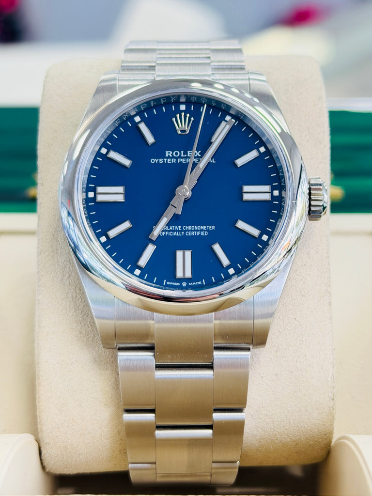 Rolex Oyster Perpetual 41 134300  Mediterranean Blue Dial  Box and Papers Unworn - Diamonds East Intl.