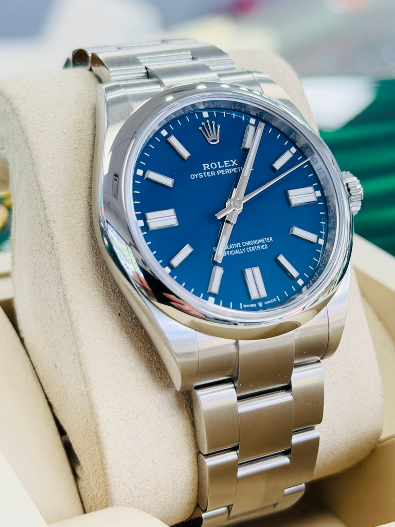 Rolex Oyster Perpetual 41 134300  Mediterranean Blue Dial  Box and Papers Unworn - Diamonds East Intl.