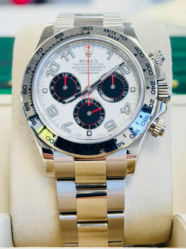 Rolex Daytona 40 116509 White Gold Panda Racing Arabic Dial  PreOwned - Diamonds East Intl.