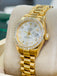 Rolex Lady-Datejust 179178 26 18K Yellow Gold & Custom Diamond Bezel Factory Silver Diamond Dial Box and Papers - Diamonds East Intl.
