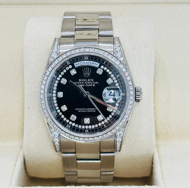 Rolex Day-Date 36 President 18209 Custom Diamonds Lugs and Custom Diamond Dial MINT