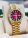 Rolex Datejust 31 278278 Yellow Gold Red Ombre Diamond Dial Fluted Bezel President Unworn Box and Papers