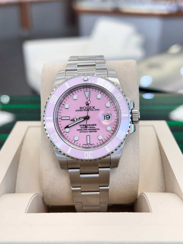 Rolex Submariner Date  40 116610LN Custom Pink Bezel Custom Pink Dial  PreOwned - Diamonds East Intl.