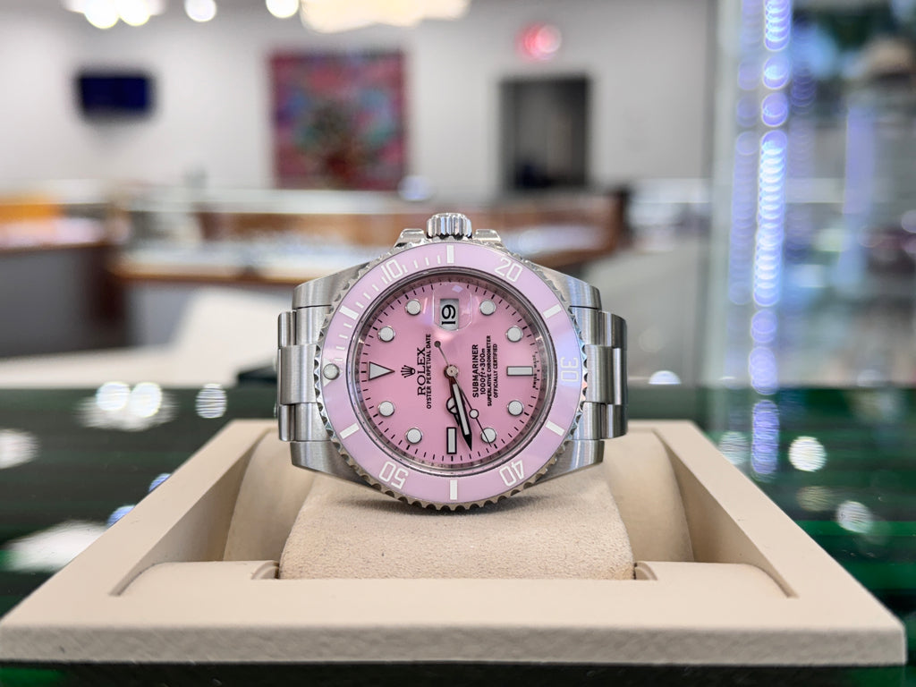 Rolex Submariner Date  40 116610LN Custom Pink Bezel Custom Pink Dial  PreOwned - Diamonds East Intl.