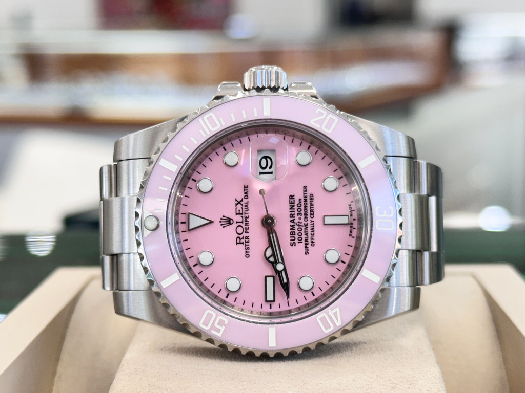 Rolex Submariner Date  40 116610LN Custom Pink Bezel Custom Pink Dial  PreOwned - Diamonds East Intl.