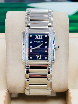 Patek Philippe Twenty~4  Blue Dial Steel Diamond 4910 PreOwned - Diamonds East Intl.