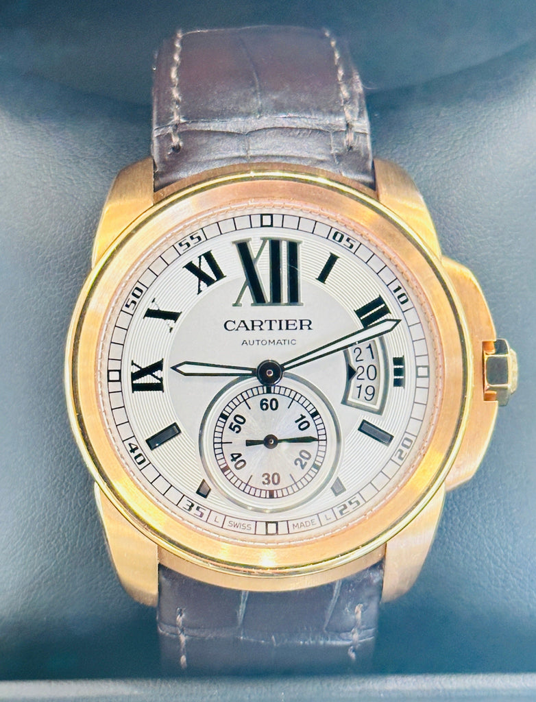 Cartier Calibre de Cartier Rose Gold Silver Dial Automatic W7100009 PreOwned