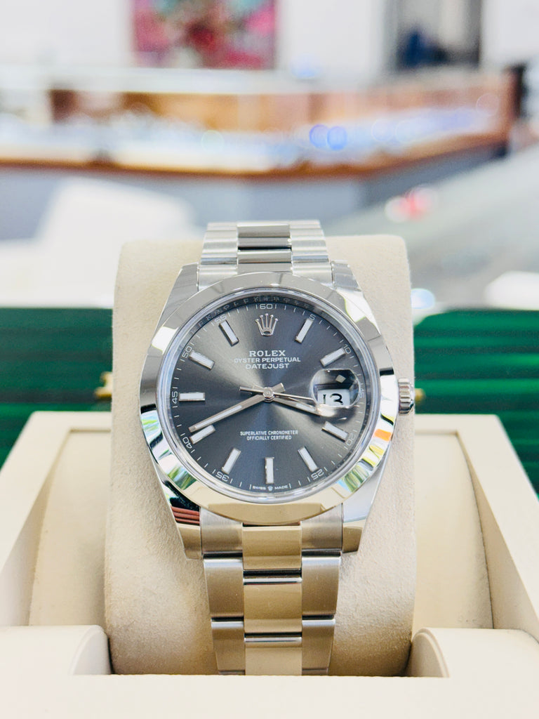 Rolex Datejust 41 126300 Grey Rhodium Dial Stainless Steel Smooth Bezel  Oyster Bracelet Unworn - Diamonds East Intl.