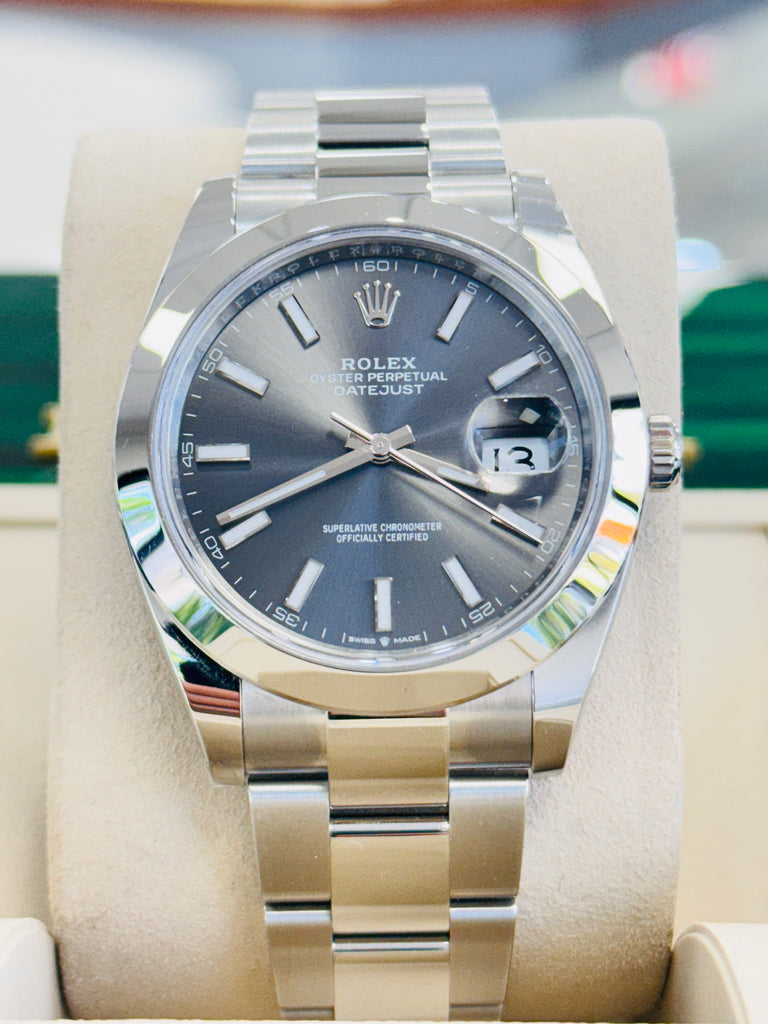 Rolex Datejust 41 126300 Grey Rhodium Dial Stainless Steel Smooth Bezel  Oyster Bracelet Unworn - Diamonds East Intl.