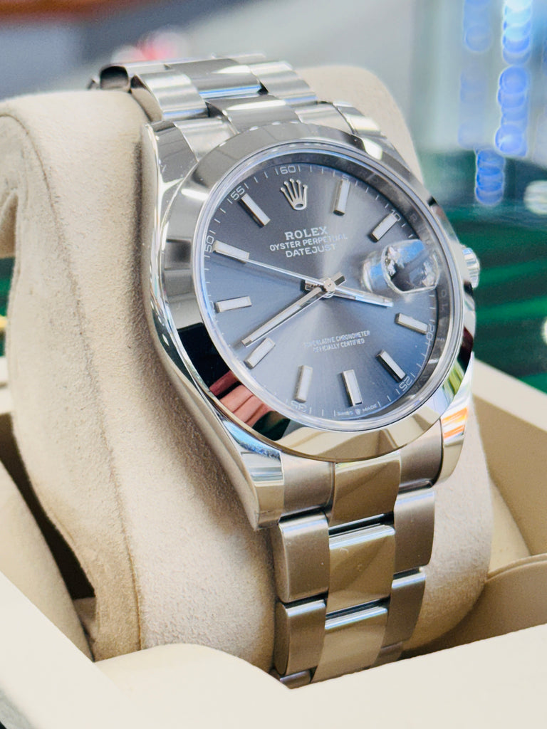 Rolex Datejust 41 126300 Grey Rhodium Dial Stainless Steel Smooth Bezel  Oyster Bracelet Unworn - Diamonds East Intl.