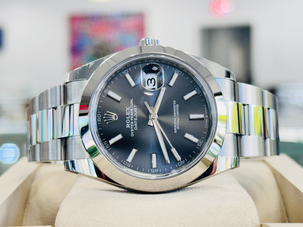 Rolex Datejust 41 126300 Grey Rhodium Dial Stainless Steel Smooth Bezel  Oyster Bracelet Unworn - Diamonds East Intl.