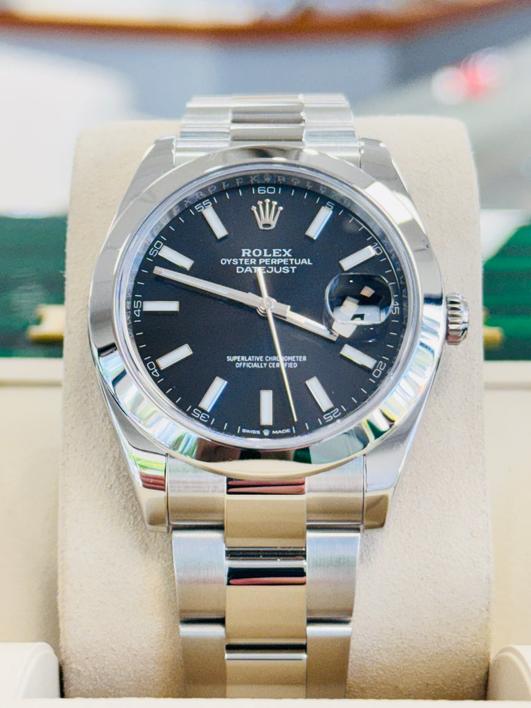 Rolex Datejust 41 126300 Black  Dial Stainless Steel Smooth Bezel  Oyster Bracelet Unworn