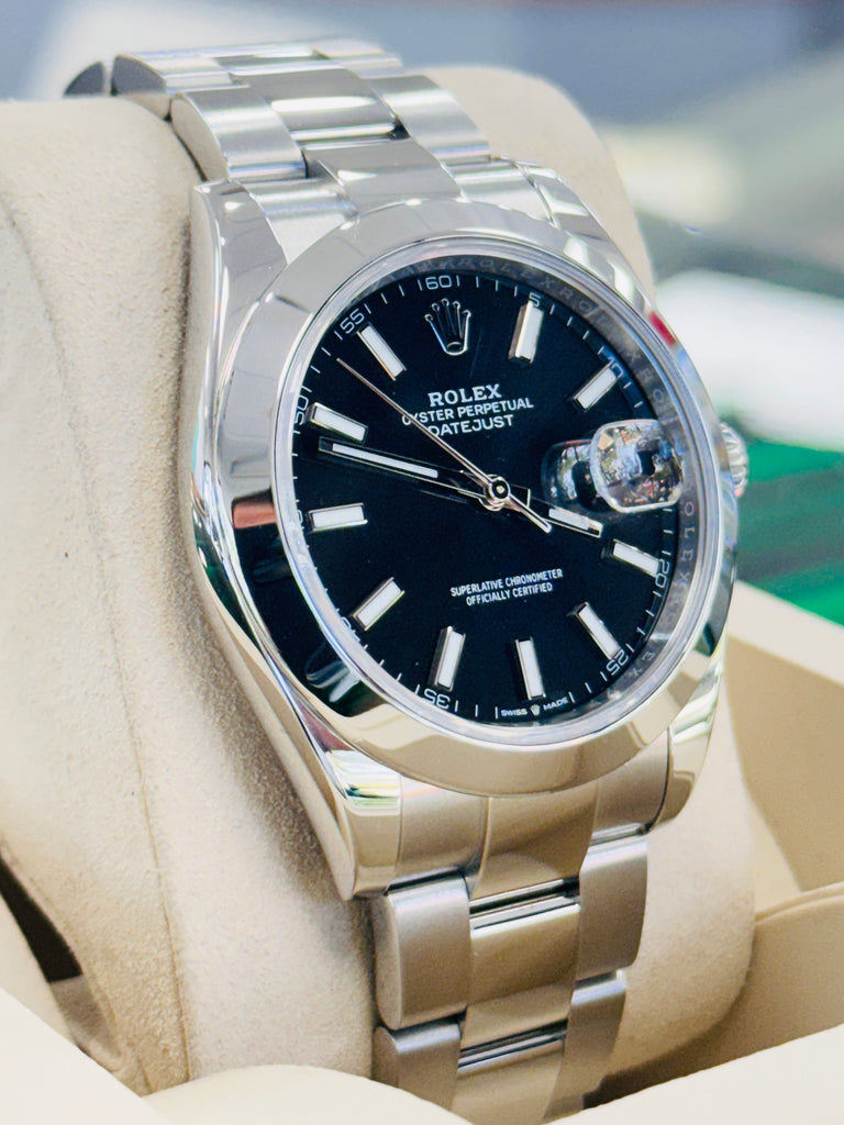 Rolex Datejust 41 126300 Black  Dial Stainless Steel Smooth Bezel  Oyster Bracelet Unworn
