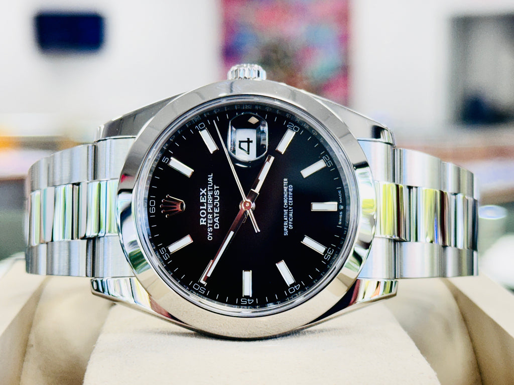 Rolex Datejust 41 126300 Black  Dial Stainless Steel Smooth Bezel  Oyster Bracelet Unworn