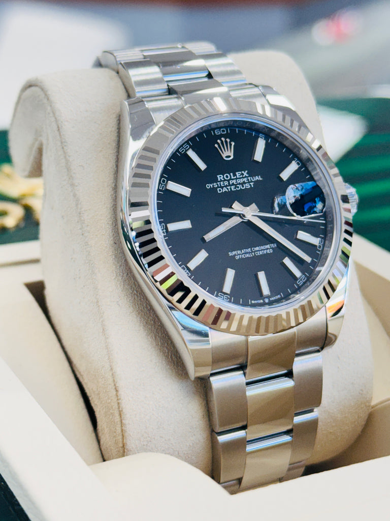 Rolex Datejust 41 126334 Black  Dial Stainless Steel Fluted Bezel  Oyster Bracelet Unworn