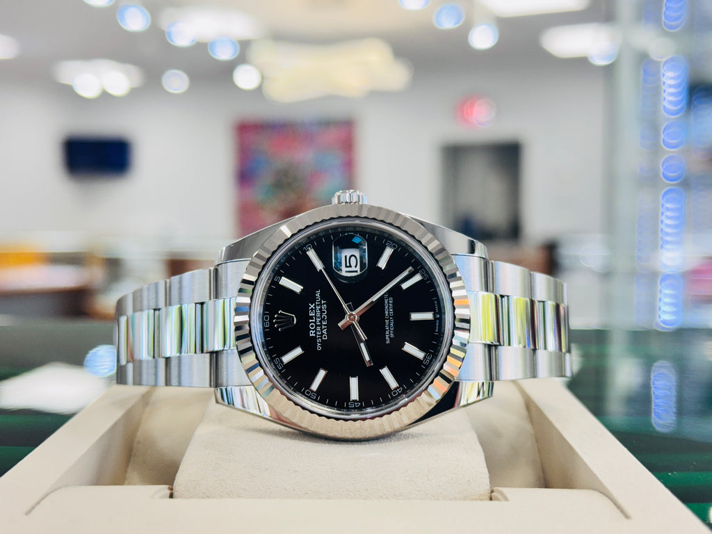 Rolex Datejust 41 126334 Black  Dial Stainless Steel Fluted Bezel  Oyster Bracelet Unworn