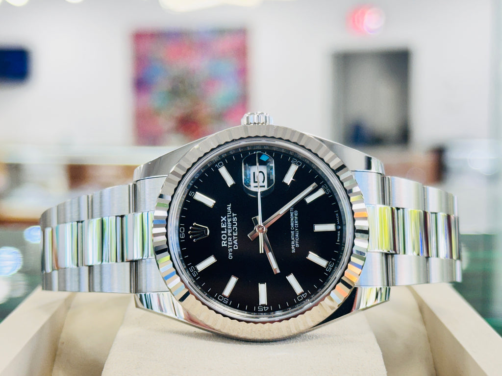 Rolex Datejust 41 126334 Black  Dial Stainless Steel Fluted Bezel  Oyster Bracelet Unworn