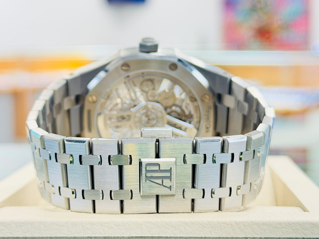 Audemars Piguet Royal Oak Tourbillon Selfwinding Flying Openworked "50th Anniversary"  26735ST.OO.1320ST.01 41  Stainless Steel Skeleton Dial box and Papers - Diamonds East Intl.