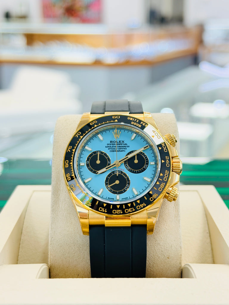 Rolex Daytona 40 116518LN yellow gold Custom Tiffany Color Dial custom Ceramic bezel MINT