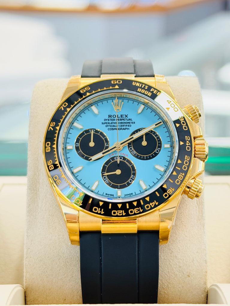 Rolex Daytona 40 116518LN yellow gold Custom Tiffany Color Dial custom Ceramic bezel MINT